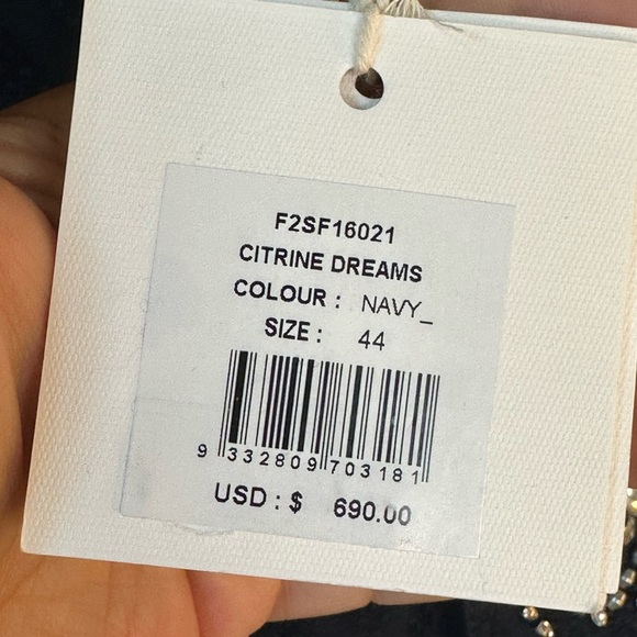 NEW Sass& Bide Navy&Rhinestone Citrone Dreams Drawstring Bling Lightweight Coat - Picture 4 of 11